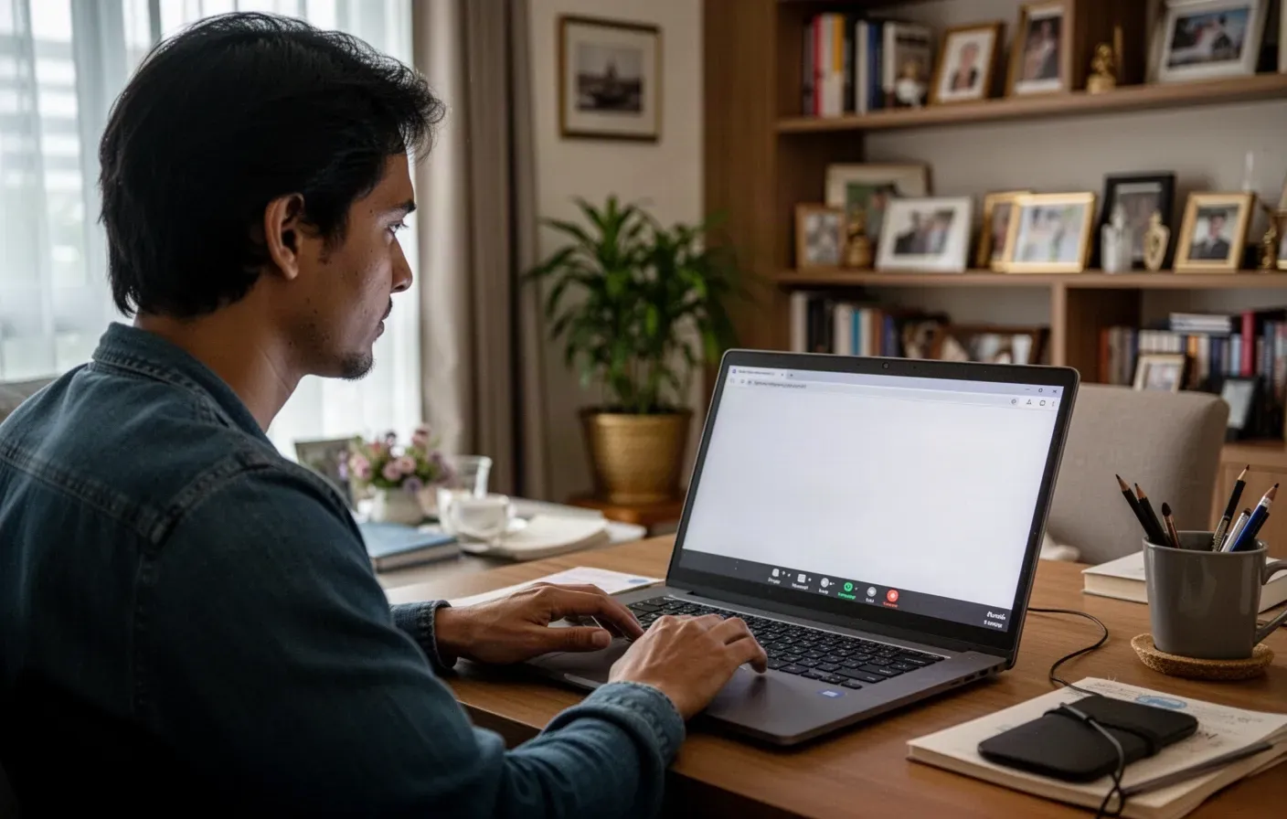 Remote professional working from a Bangkok apartment