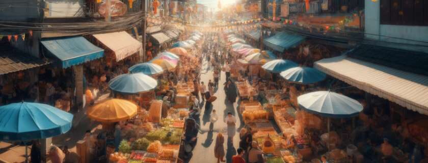 a vibrant scene capturing the essence of Thai culture during this festive and lively period in January