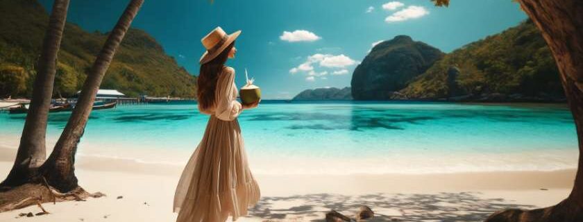 a woman enjoying her time on one of the best islands in Thailand, surrounded by the island's natural beauty